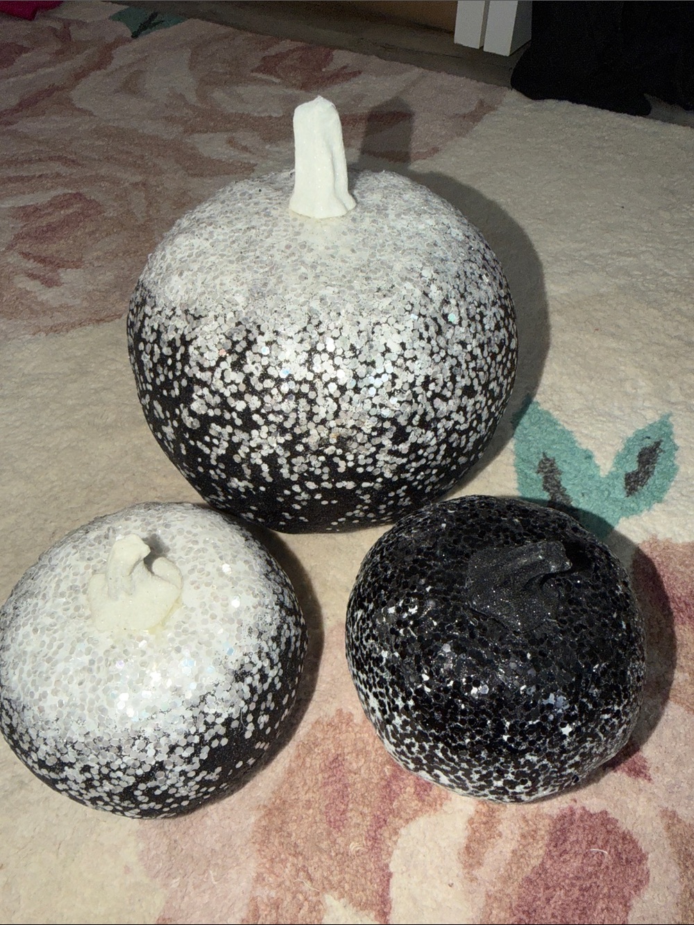 Target Black and White Sequin Decorative Styrofoam Pumpkins - Set of 3